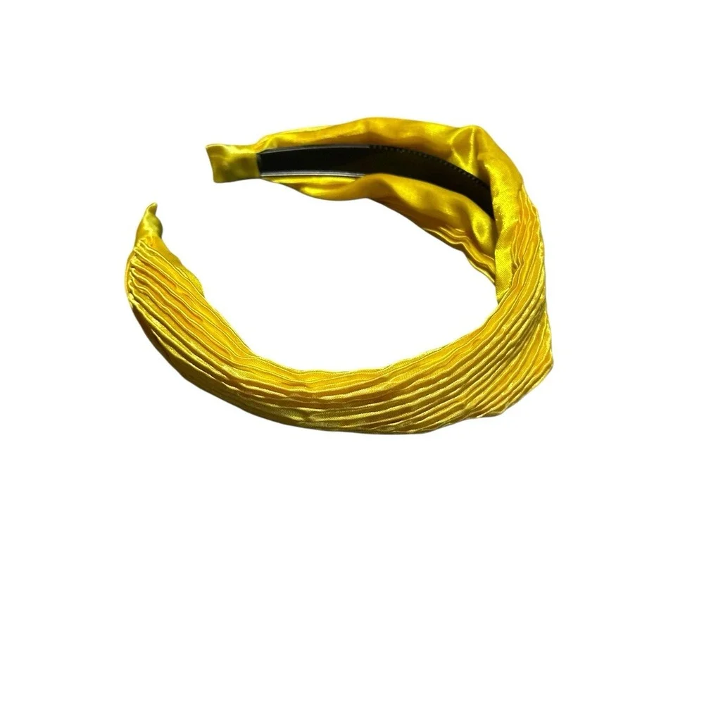 Unbranded Girls‎ Yellow Pleated Satin Headband Hair Accessory One Size